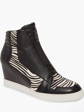 Paolo Línea Filipa II Leather And Fur Wedge sneaker Bootie Sz 8.5 NIB